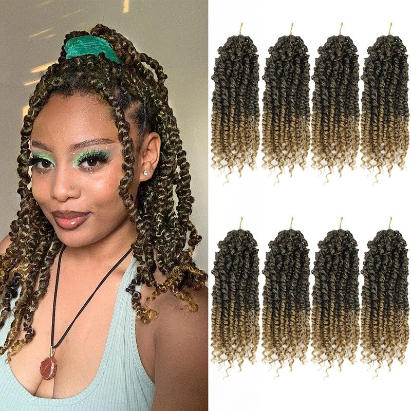 Bileaf 8 Packs Pretwisted Passion Twist Crochet Hair for Crochet 12 Inch Ombre Passion Twist Hair Short Passion Twists Hair Pre Looped Crochet Passion Twist Braids T27